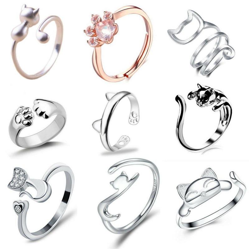 Collection of stylish rings featuring cat designs, including the Classy Cat Ring Premium Style Set.