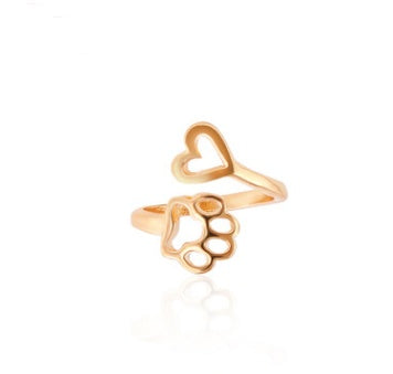 Classy Cat Ring Premium Style Set featuring a gold ring with a paw and heart design for stylish accessorizing.