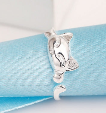 Classy Cat Ring Premium Style Set displayed on a soft blue background, showcasing its elegant design and charm.