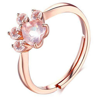 Classy Cat Ring Premium Style Set featuring a chic rose gold design with a heart-shaped stone and decorative crystals.
