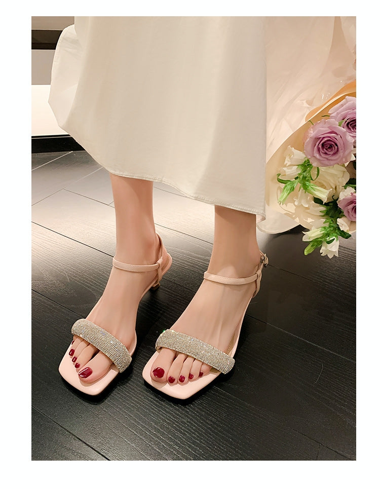 Elegant Mid Heel Open Toe Sandal Style